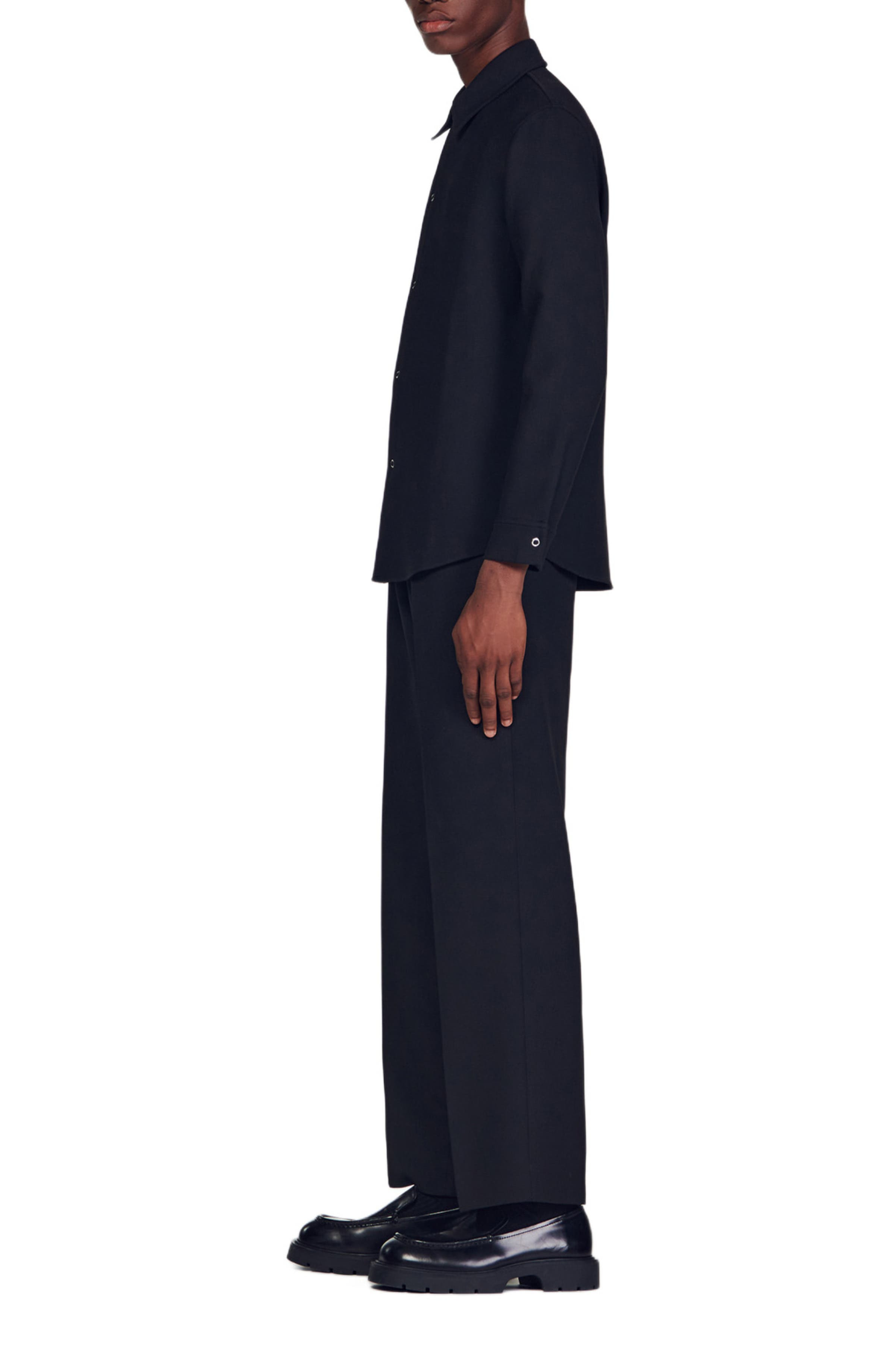 SANDRO Long-sleeved jersey shirt in Black at Nordstrom - 3