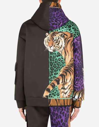 Dolce & Gabbana Technical jersey hoodie with tiger print outlook