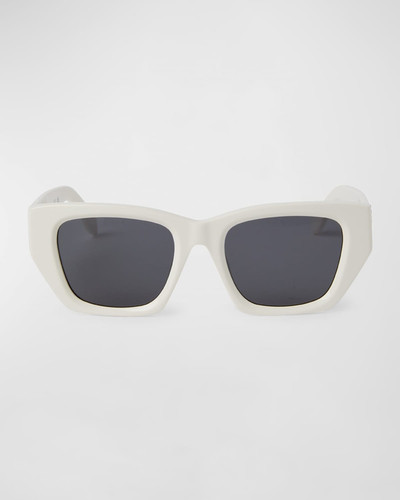 Palm Angels Hinkley White Acetate Cat-Eye Sunglasses outlook