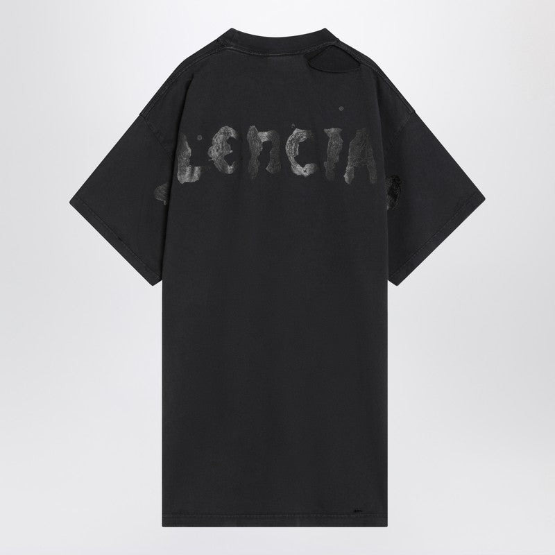 Balenciaga T-Shirt Over Painted Black In Vintage Jersey Women - 2