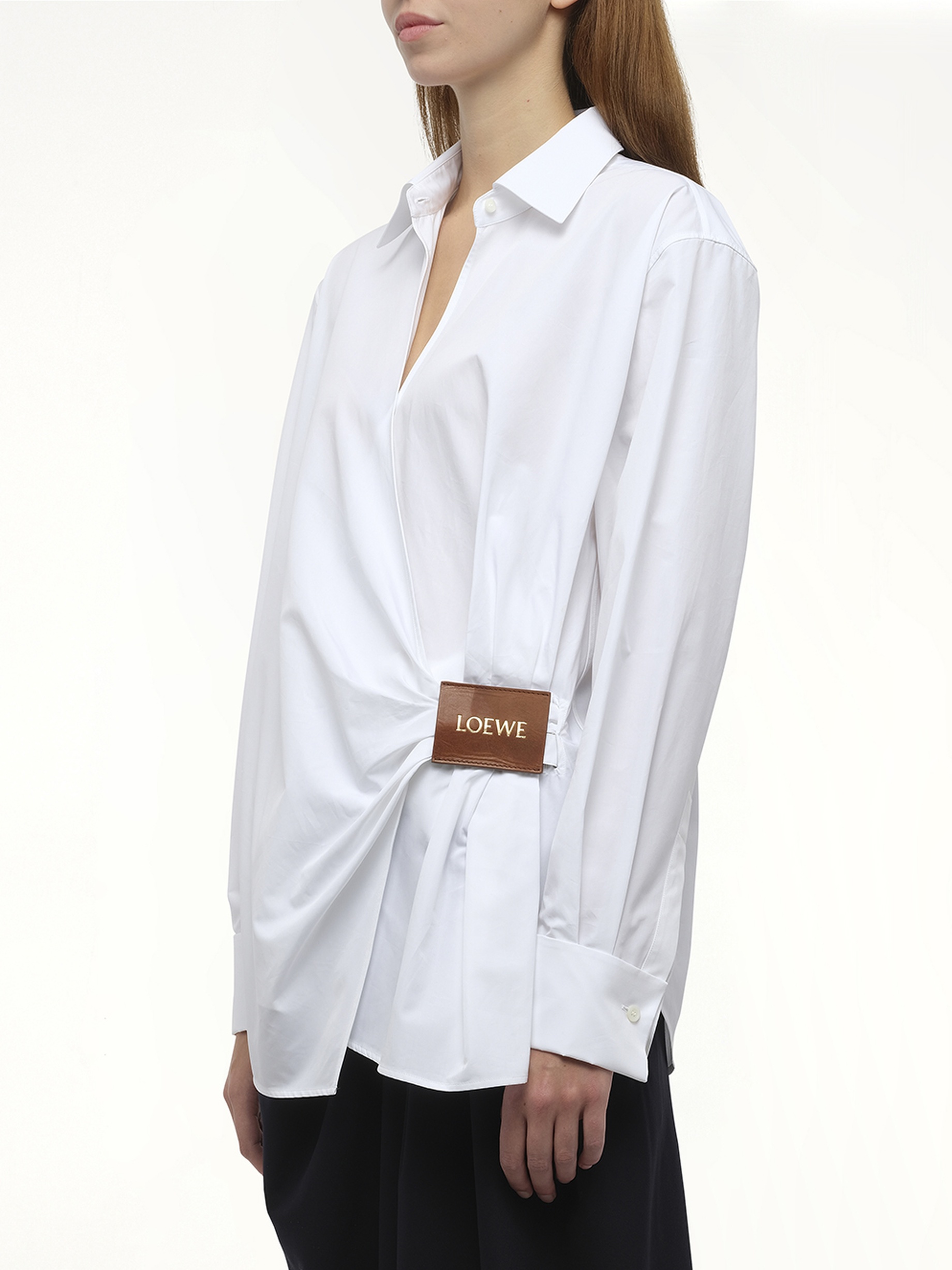 Draped Logo Shirt in White - 5