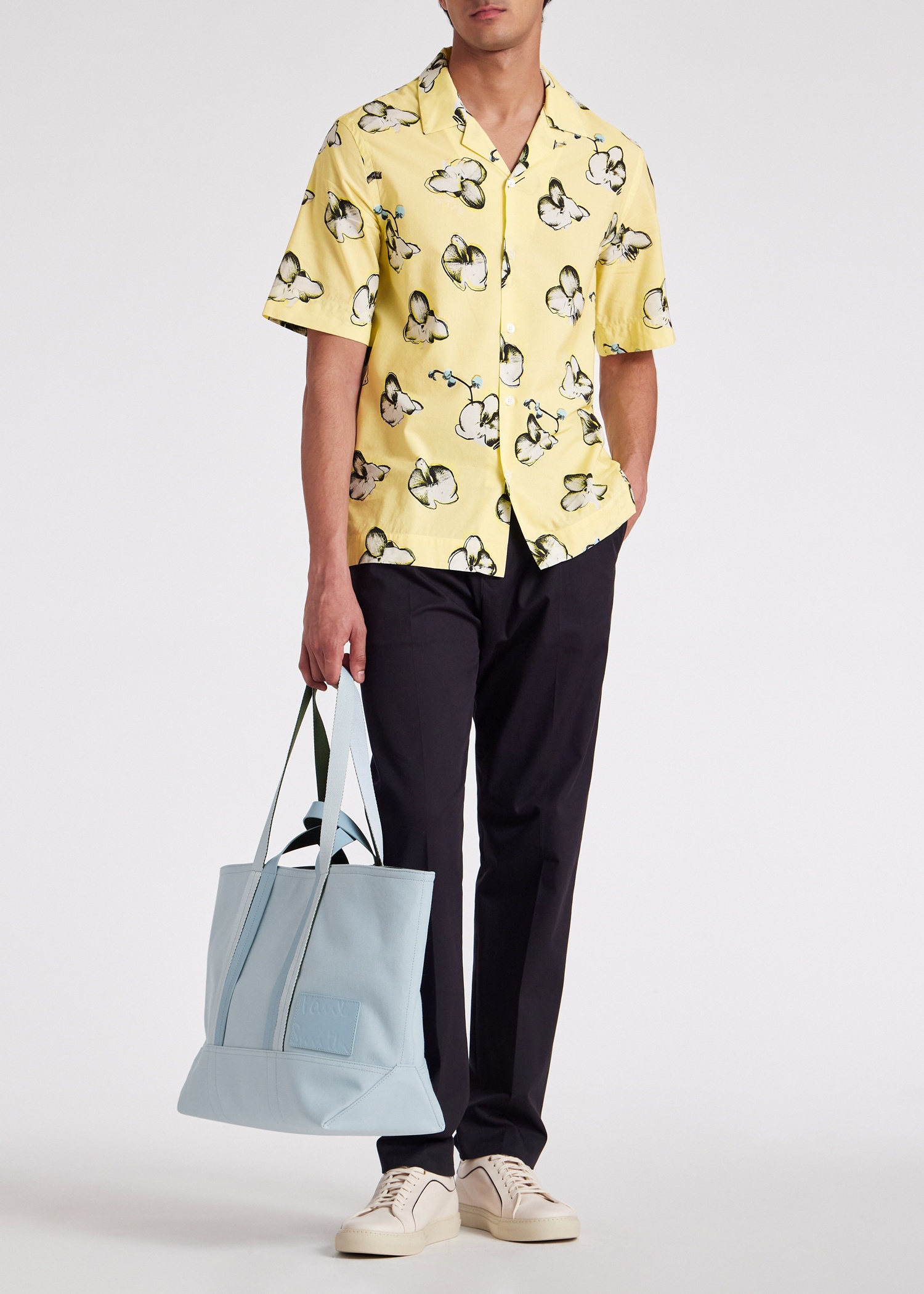 Yellow 'Orchid' Print Viscose-Blend Short-Sleeve Shirt - 6