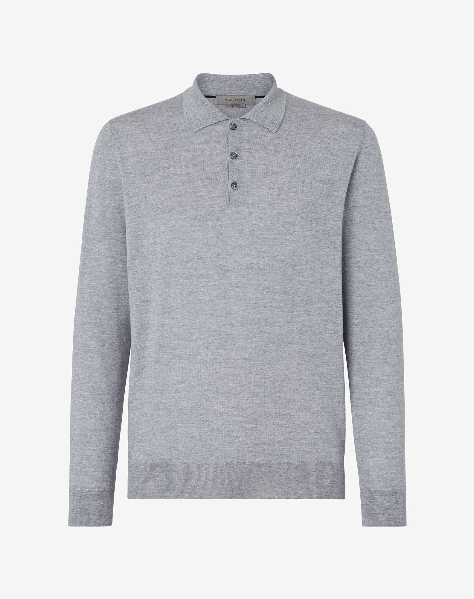 Grey ultra-light cotton polo shirt - 1