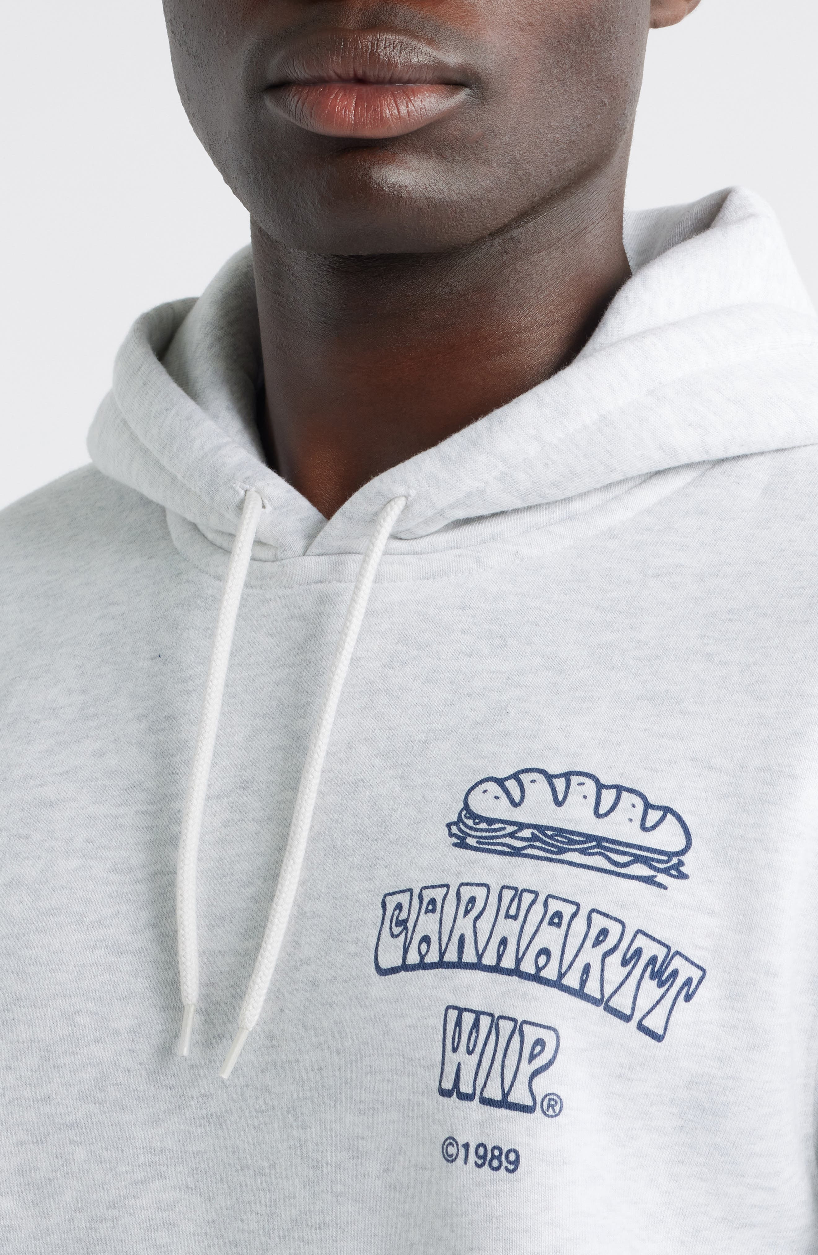 Carhartt Work In Progress Sandwich Graphic Hoodie in Ash Heather /Blue at Nordstrom - 4