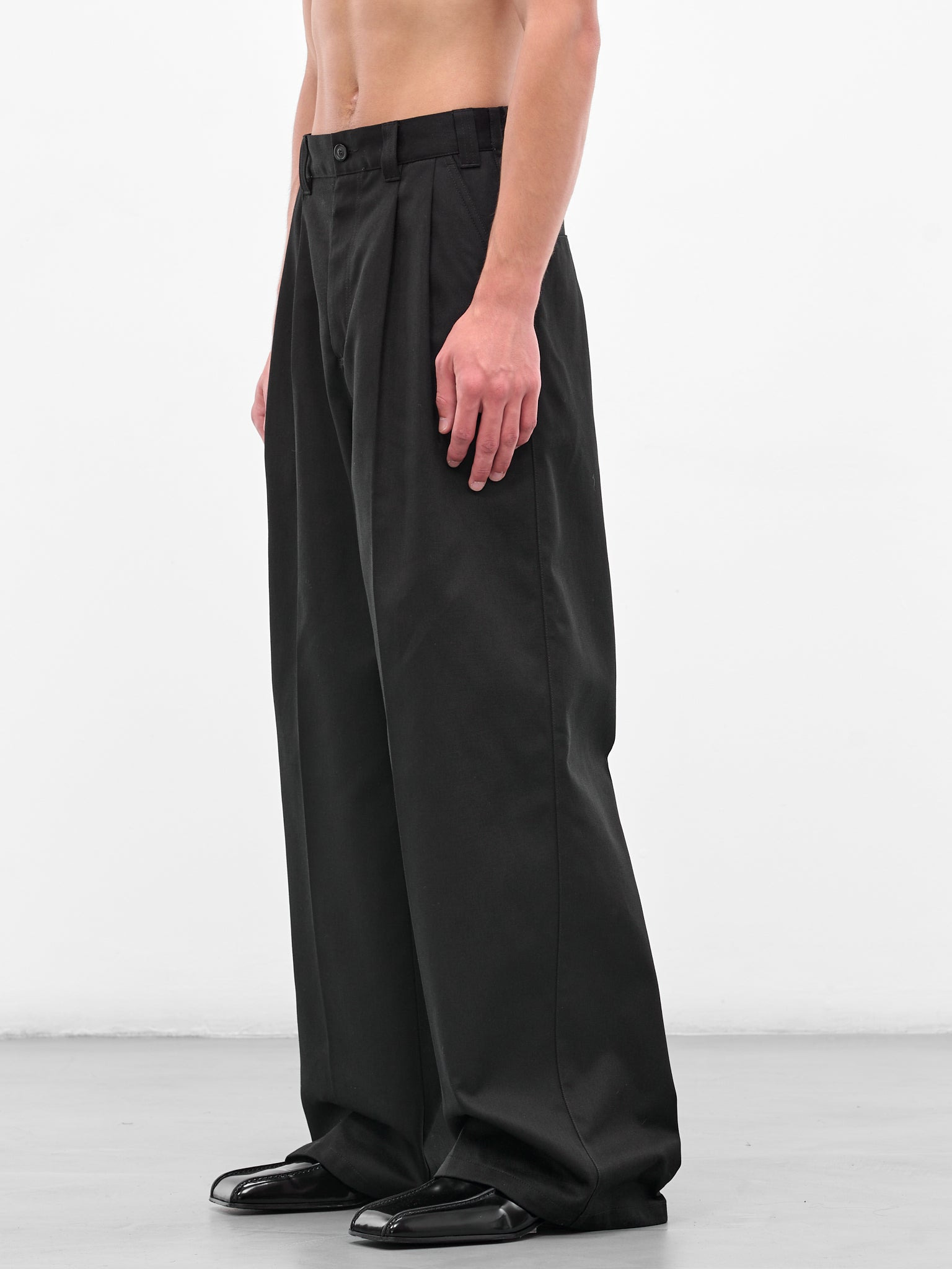 Black Wide Skater Chino Trousers - 2