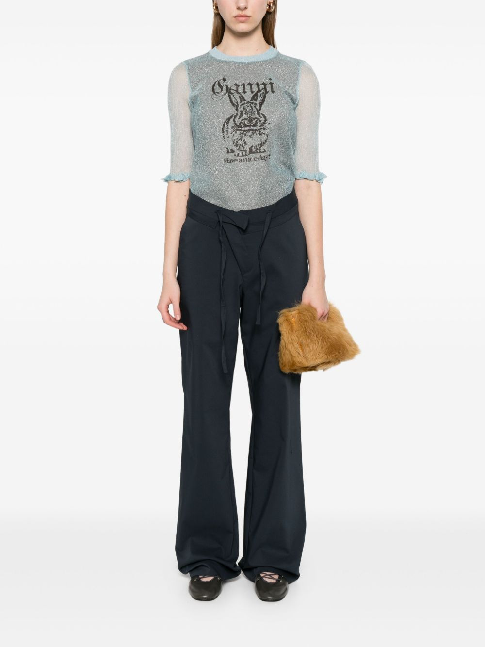 Ganni Women Bunny Crewneck Top - 3