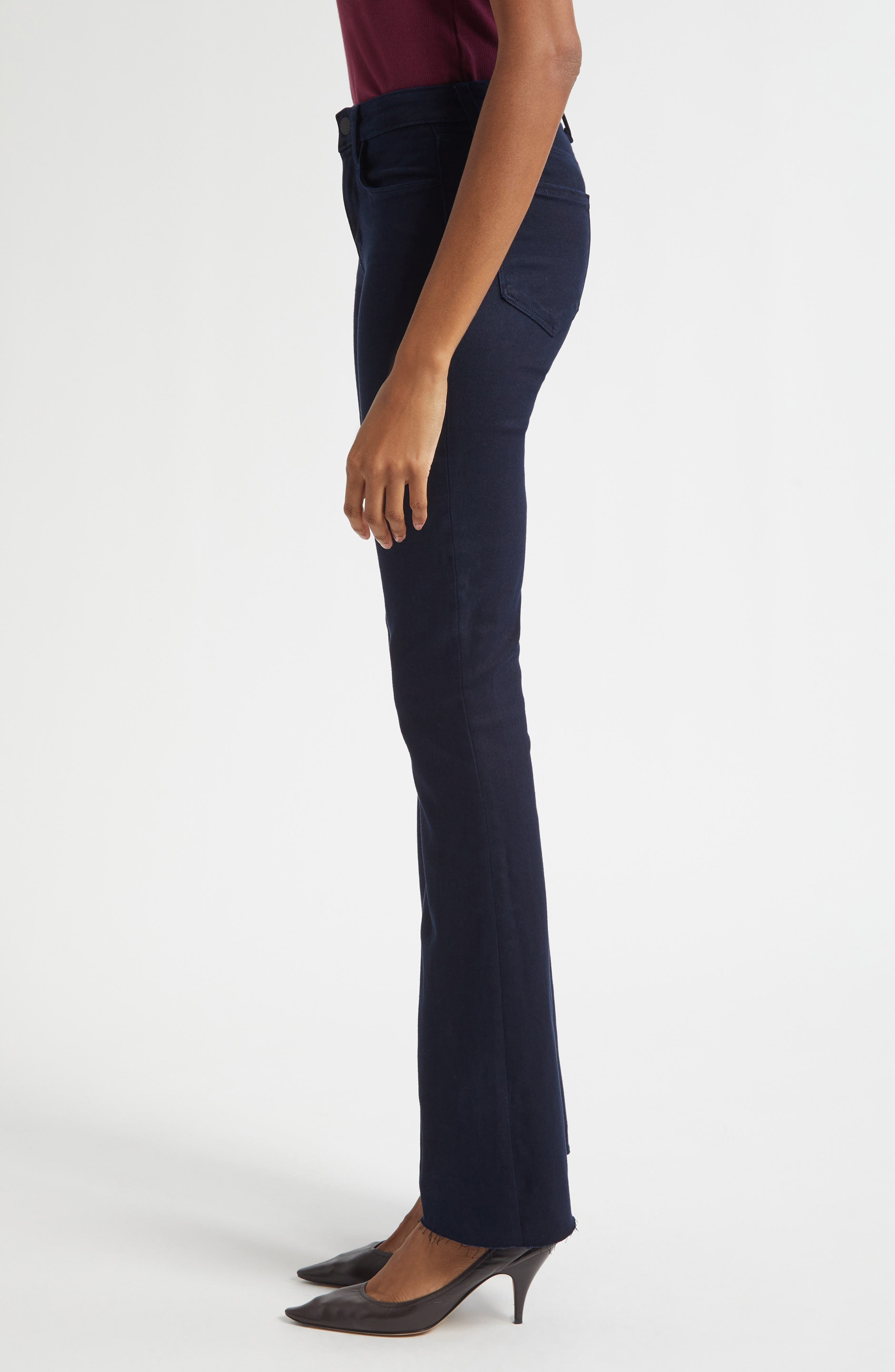 L'AGENCE Ruth High Waist Raw Hem Straight Leg Jeans in Metro at Nordstrom - 4