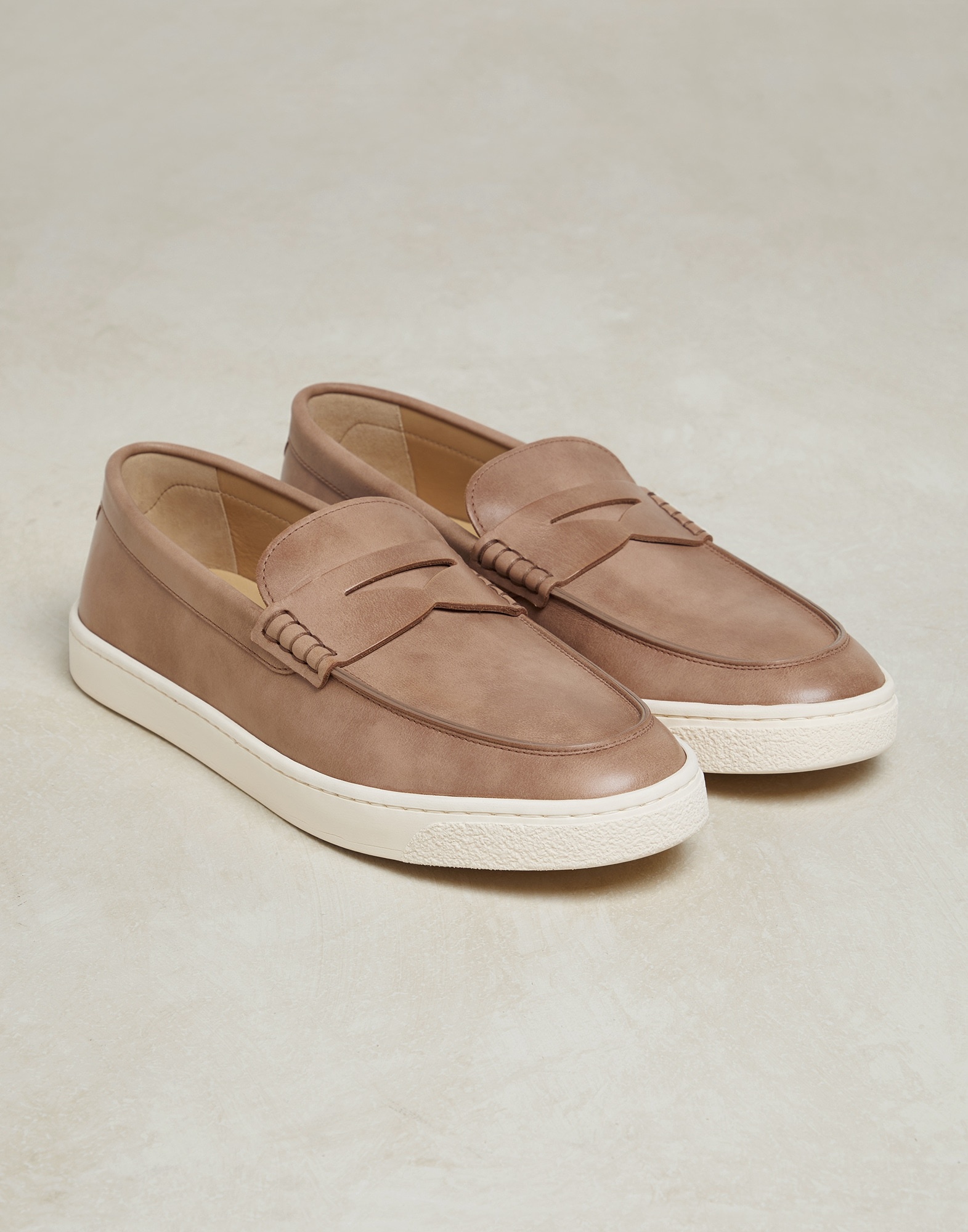 Dapple calfskin loafer sneakers with natural rubber sole - 2
