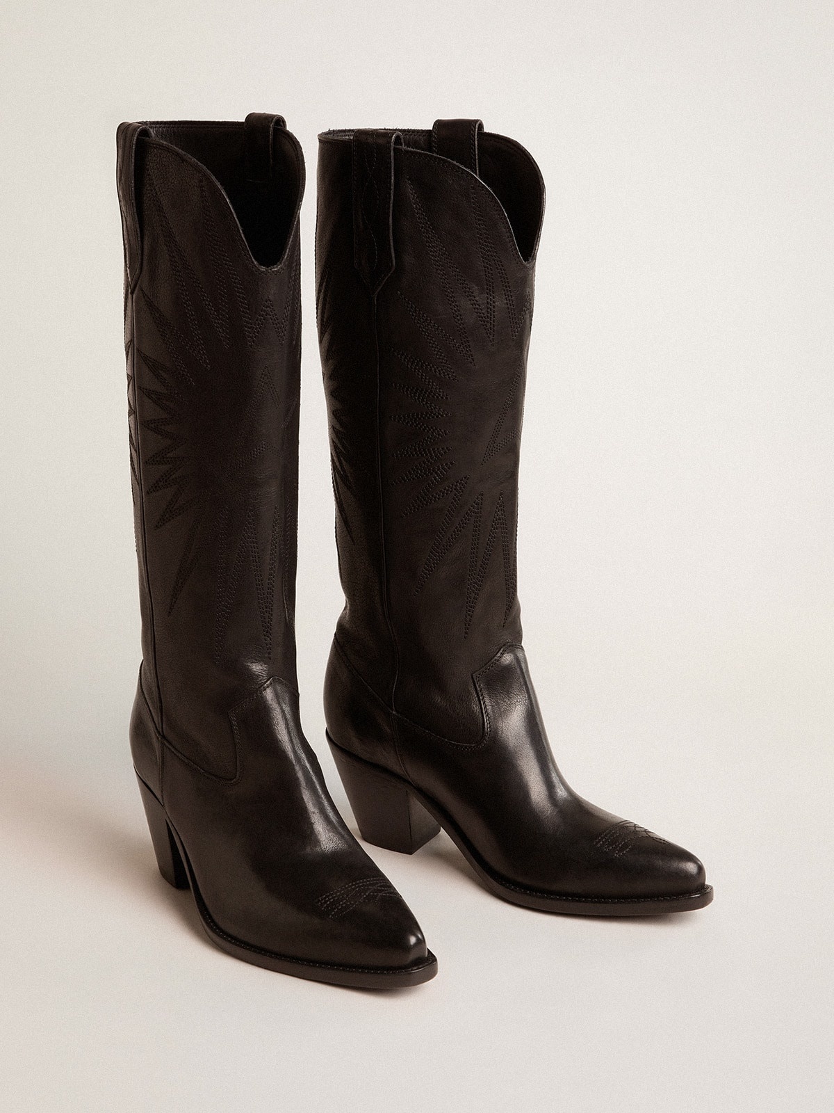 Wish Star boots in black leather with tone-on-tone inlay star - 2