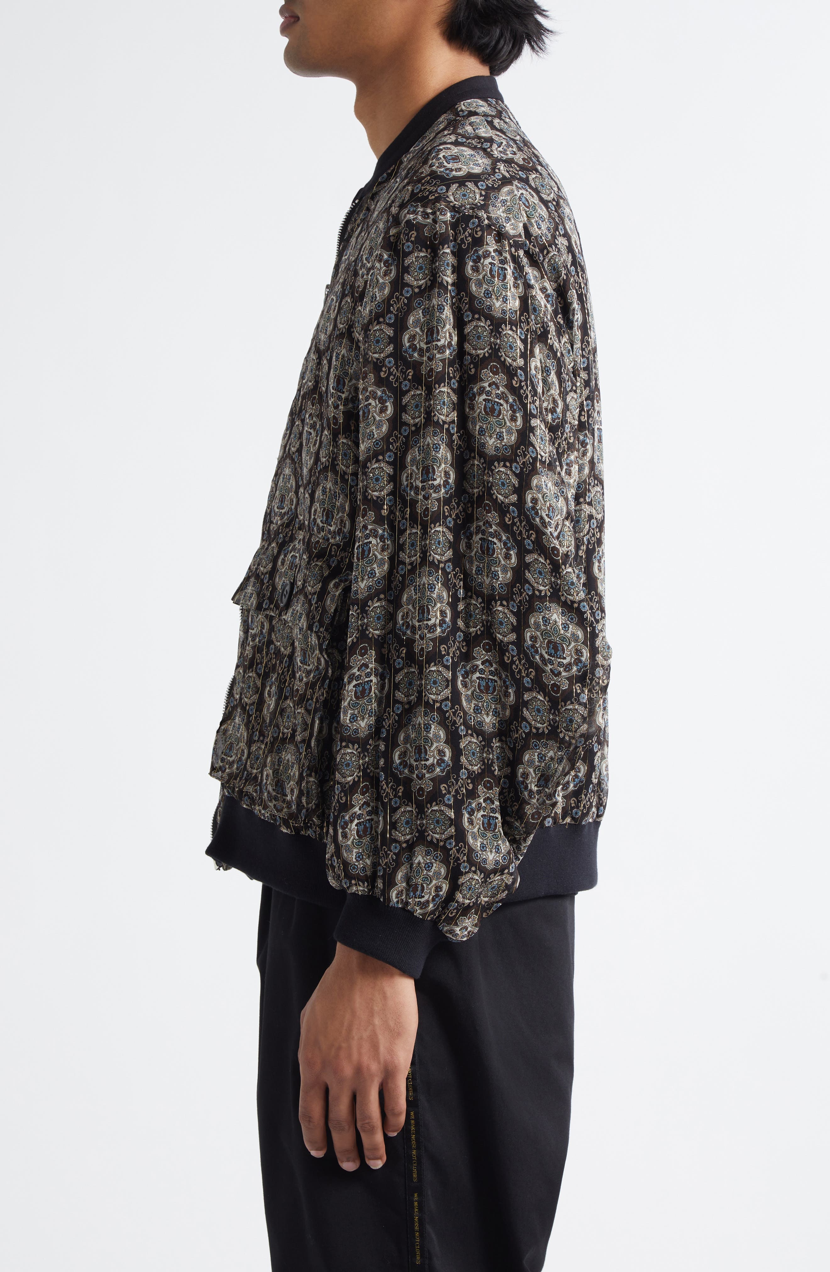 Undercover Print Silk Blend Blouson Jacket in Black Base at Nordstrom - 4