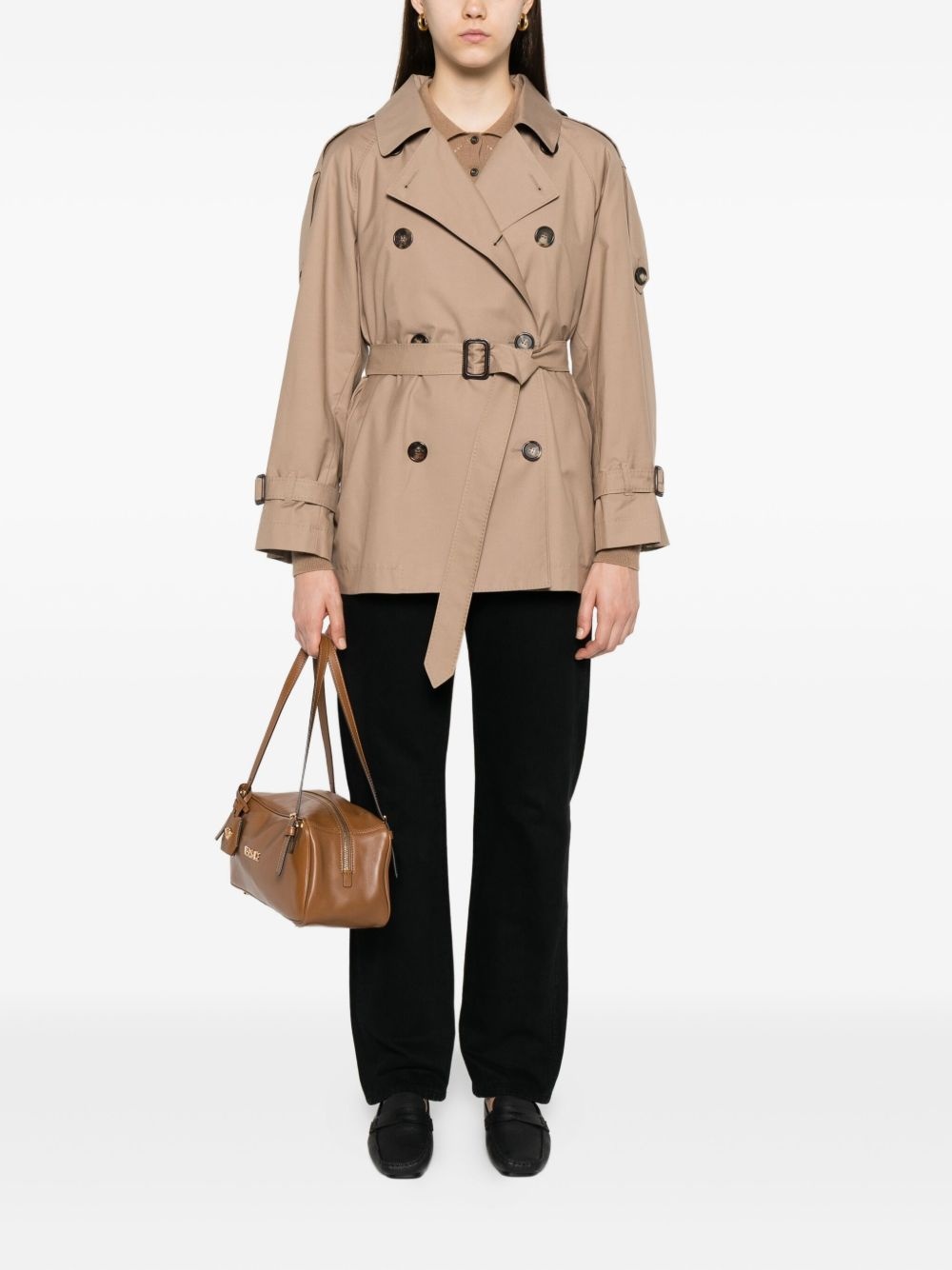 belted double-breasted coat - 2