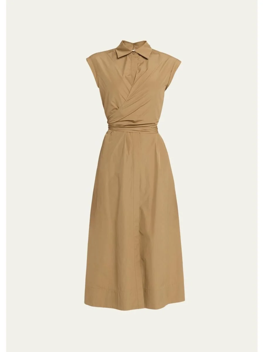 Wrap-Front Cotton Midi Shirtdress - 1