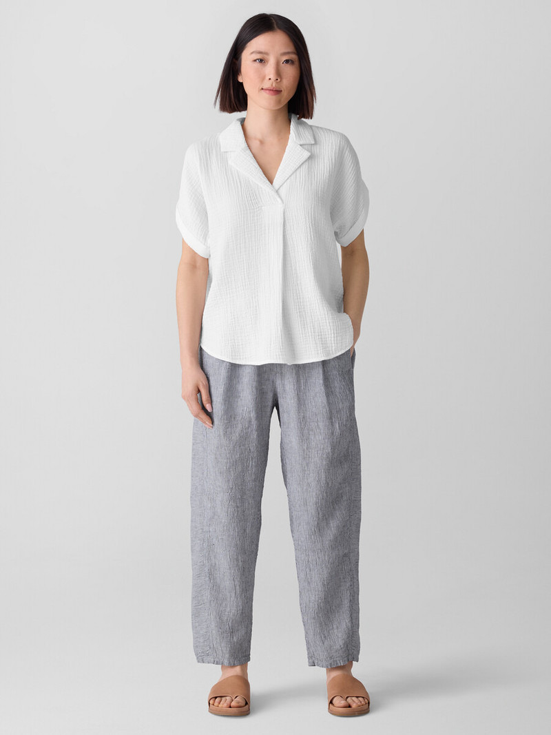 Puckered Organic Linen Stripe Lantern Pant 7