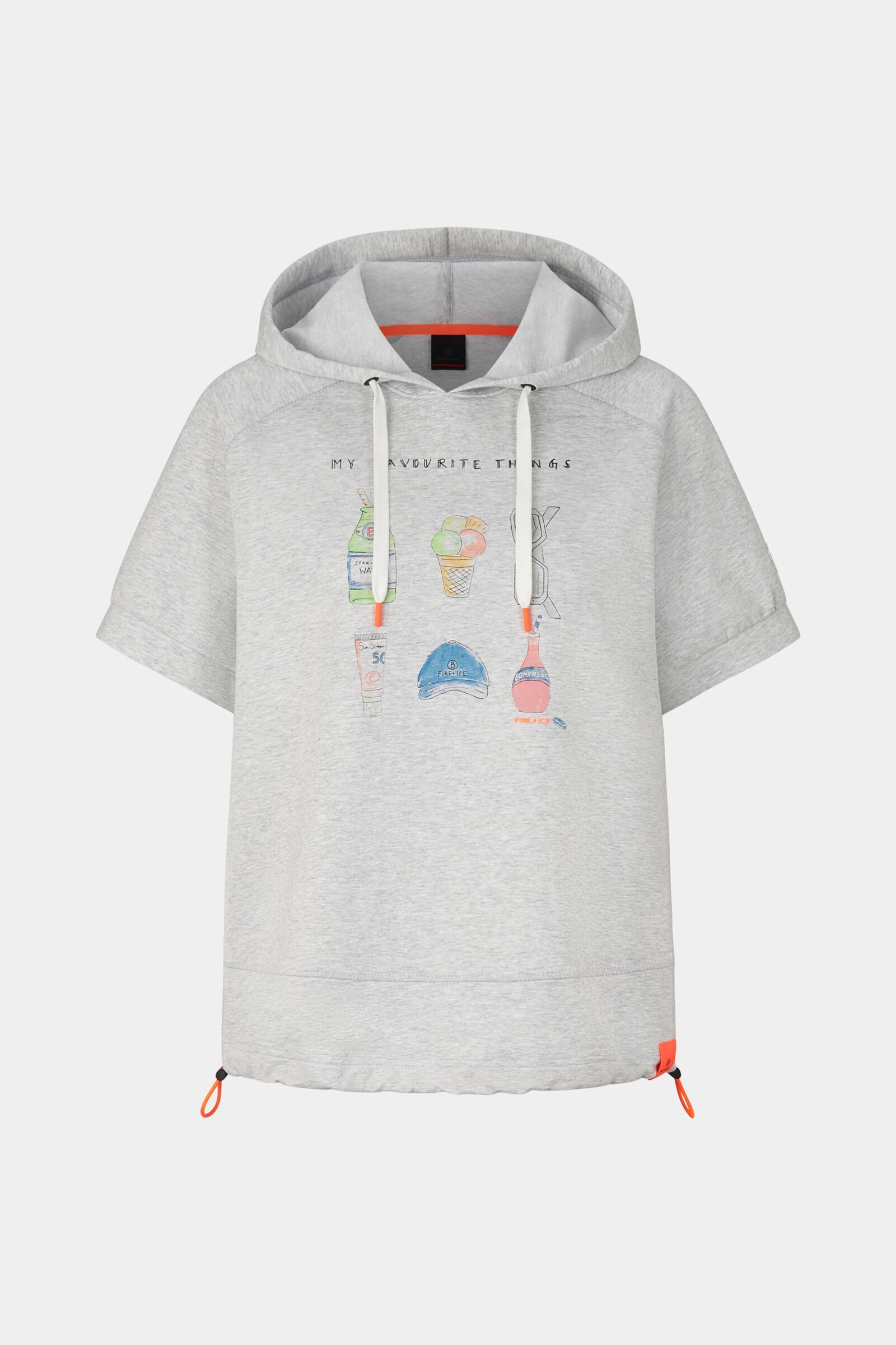 Sharon short-sleeved hoodie in Light gray melange - 1