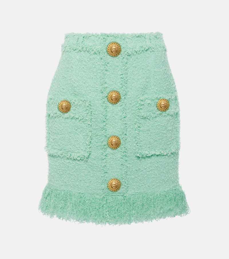 Fringed tweed miniskirt - 1