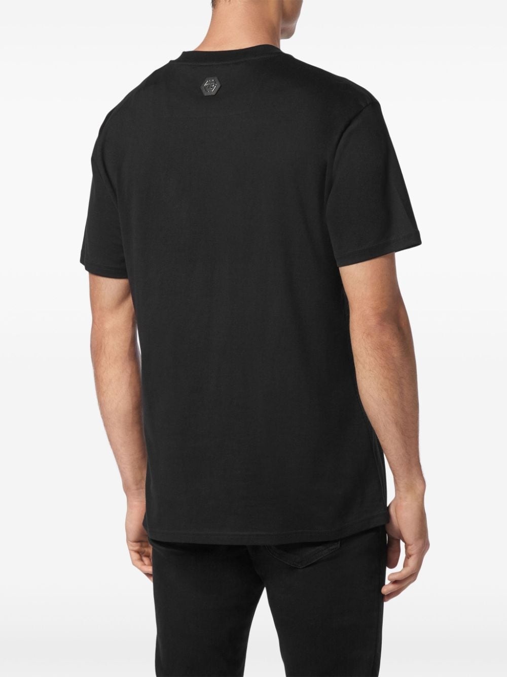 rhinestone-logo cotton t-shirt - 4