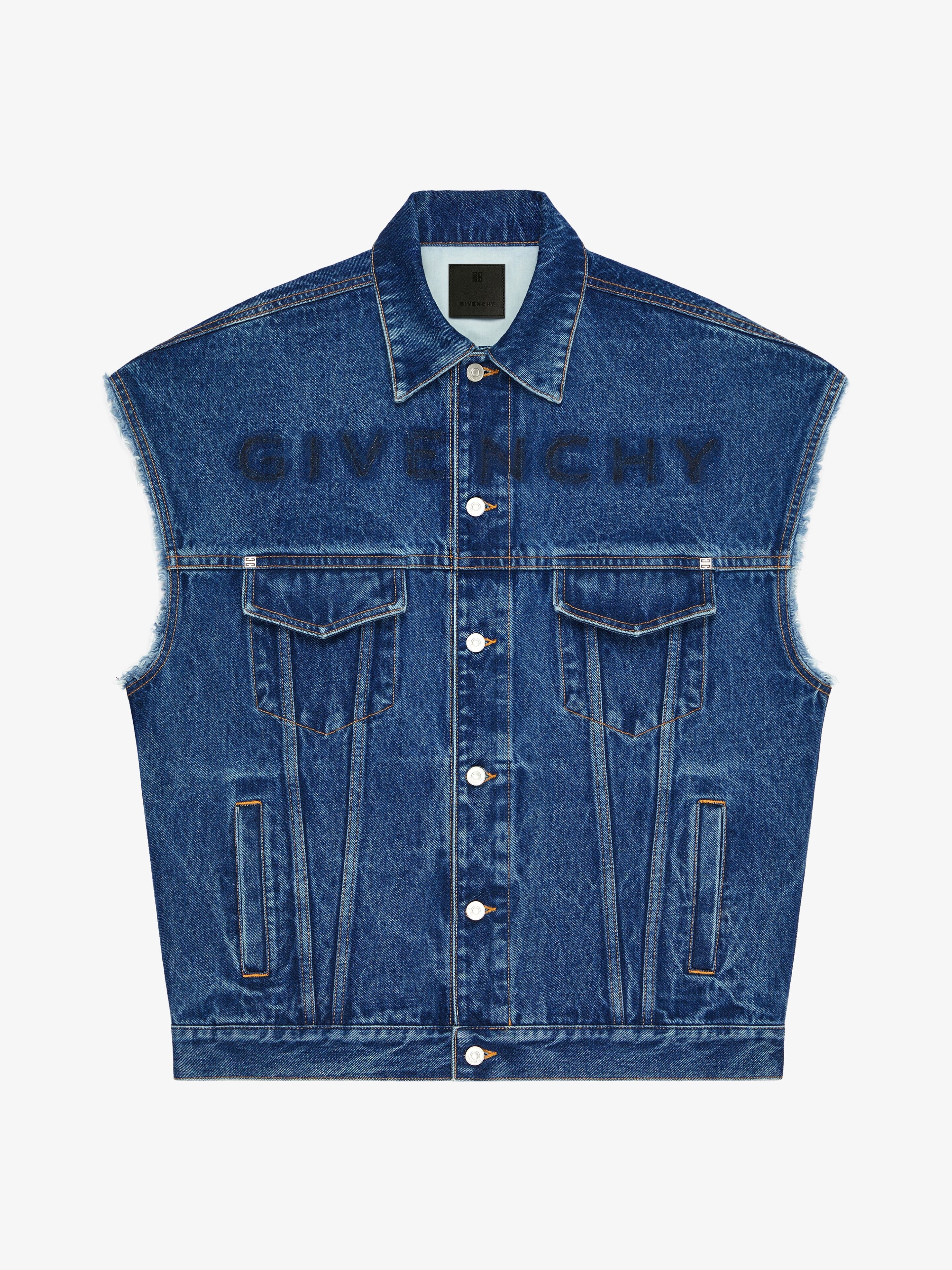 OVERSIZED SLEEVELESS JACKET IN DENIM - 1