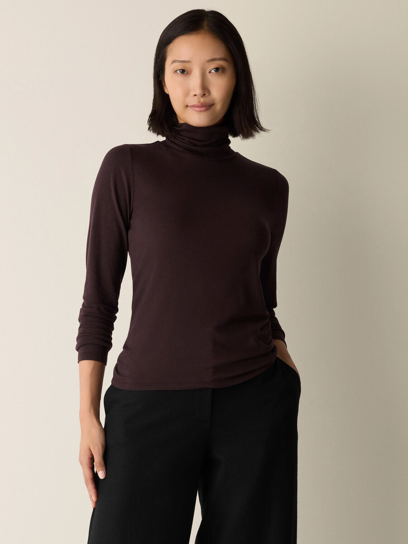 EILEEN FISHER Sheer Cotton Blend Knit Turtleneck Top outlook