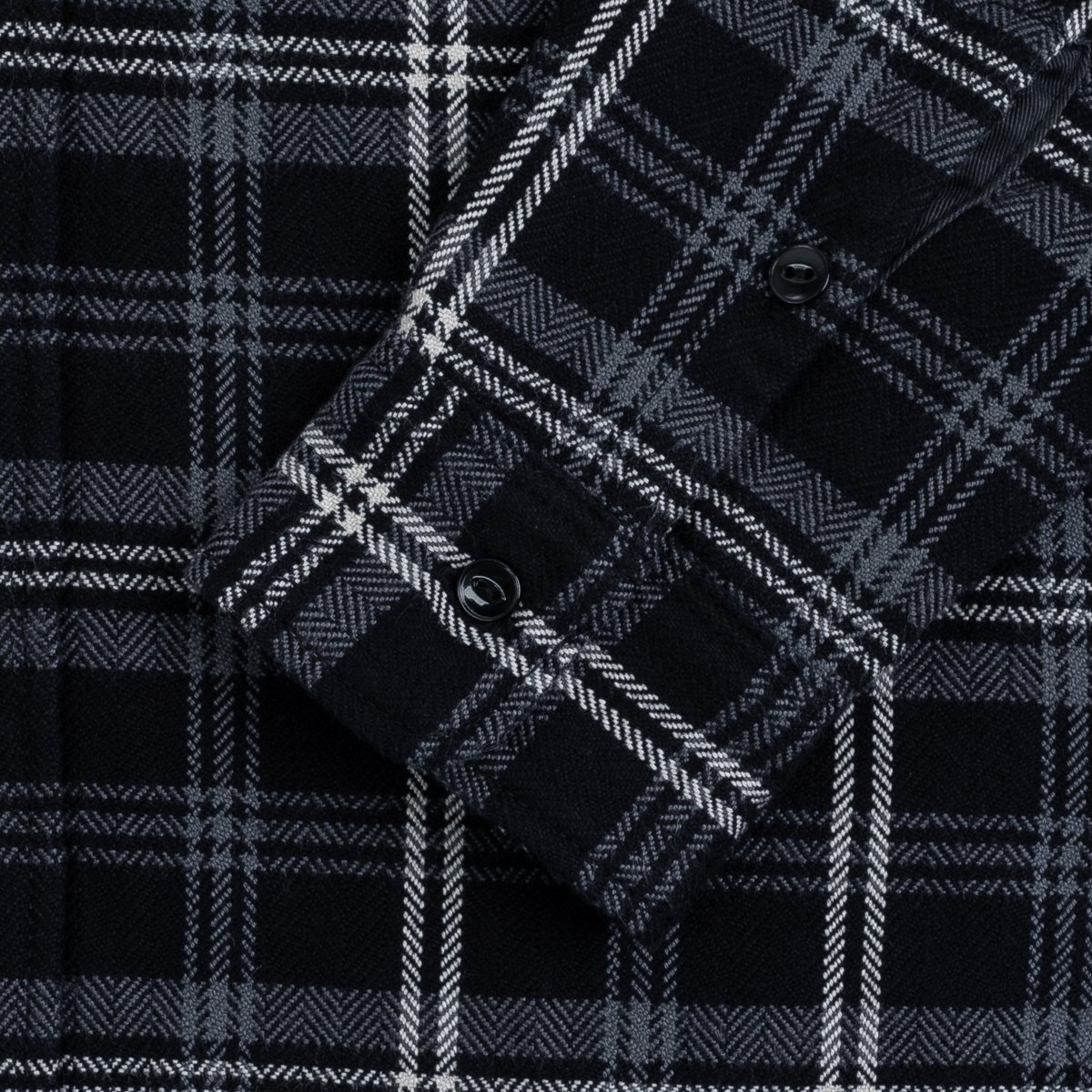 Ultra Heavy Flannel Herringbone Check Work Shirt - Black - 8