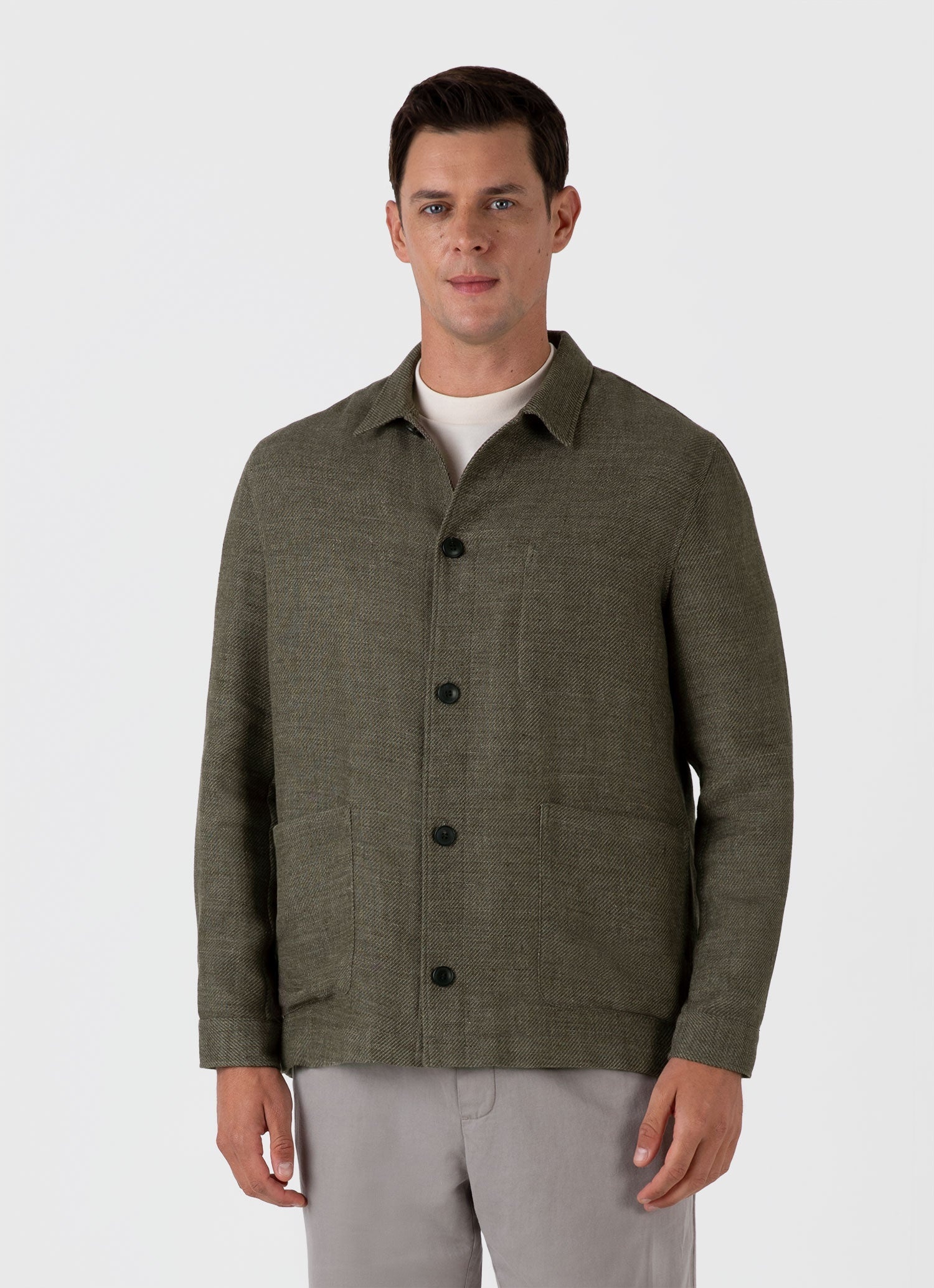 Cotton Linen Twill Twin Pocket Jacket - 2