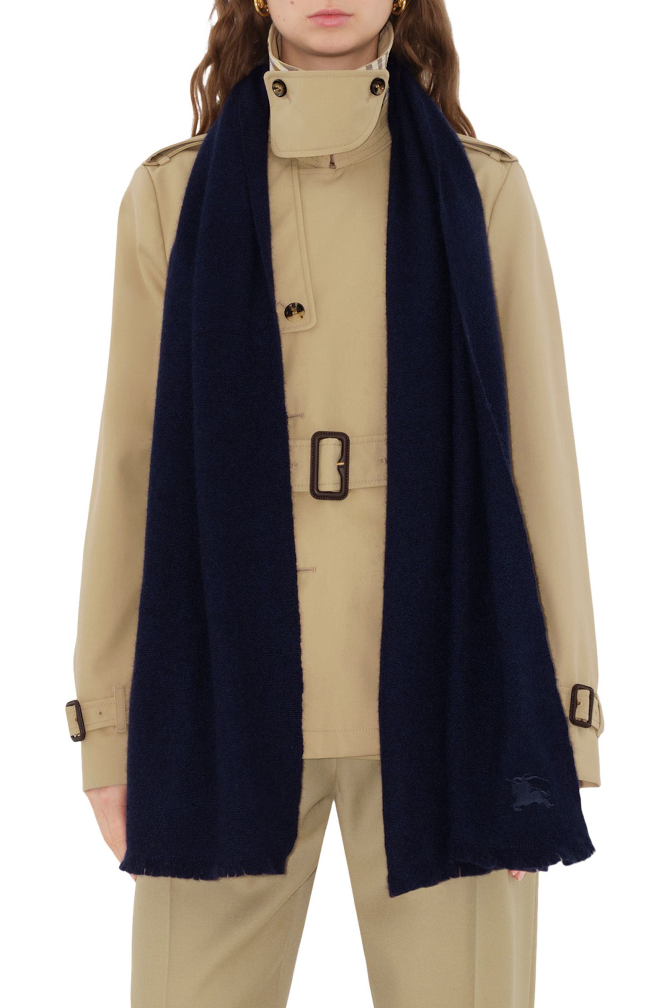 burberry Equestrian Knight Design Cashmere Fringe Scarf in Midnight at Nordstrom - 5