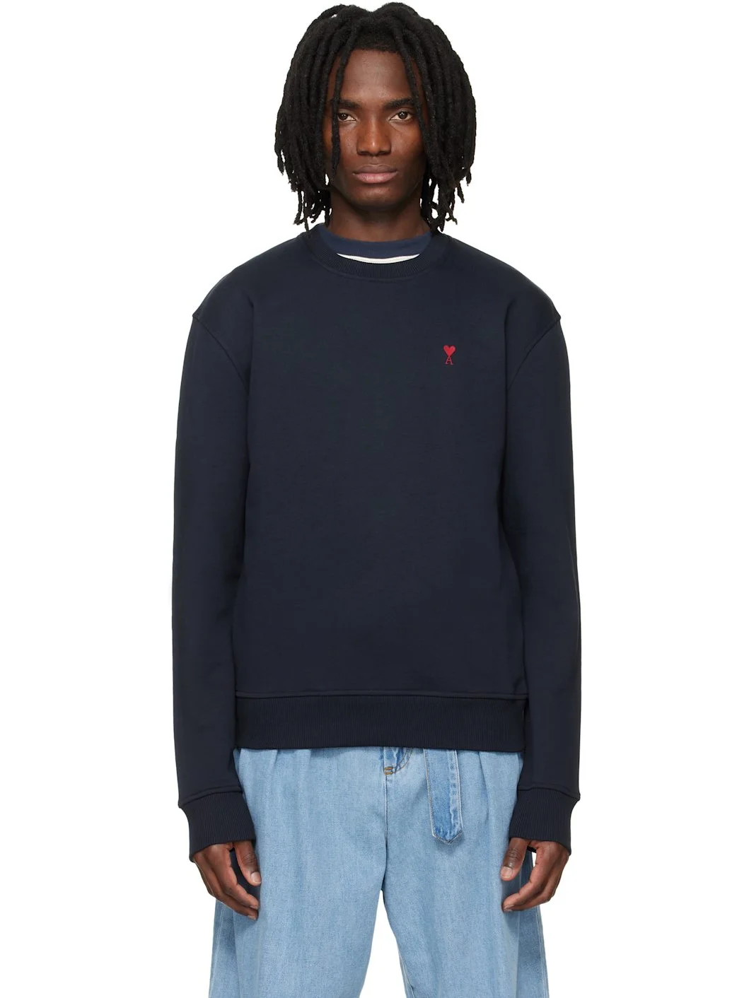 Navy Cotton Ami de Coeur Sweatshirt - 1