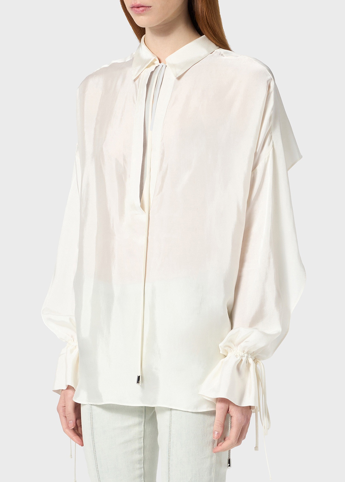 V-NECK BLOUSE IN TWILL - 5