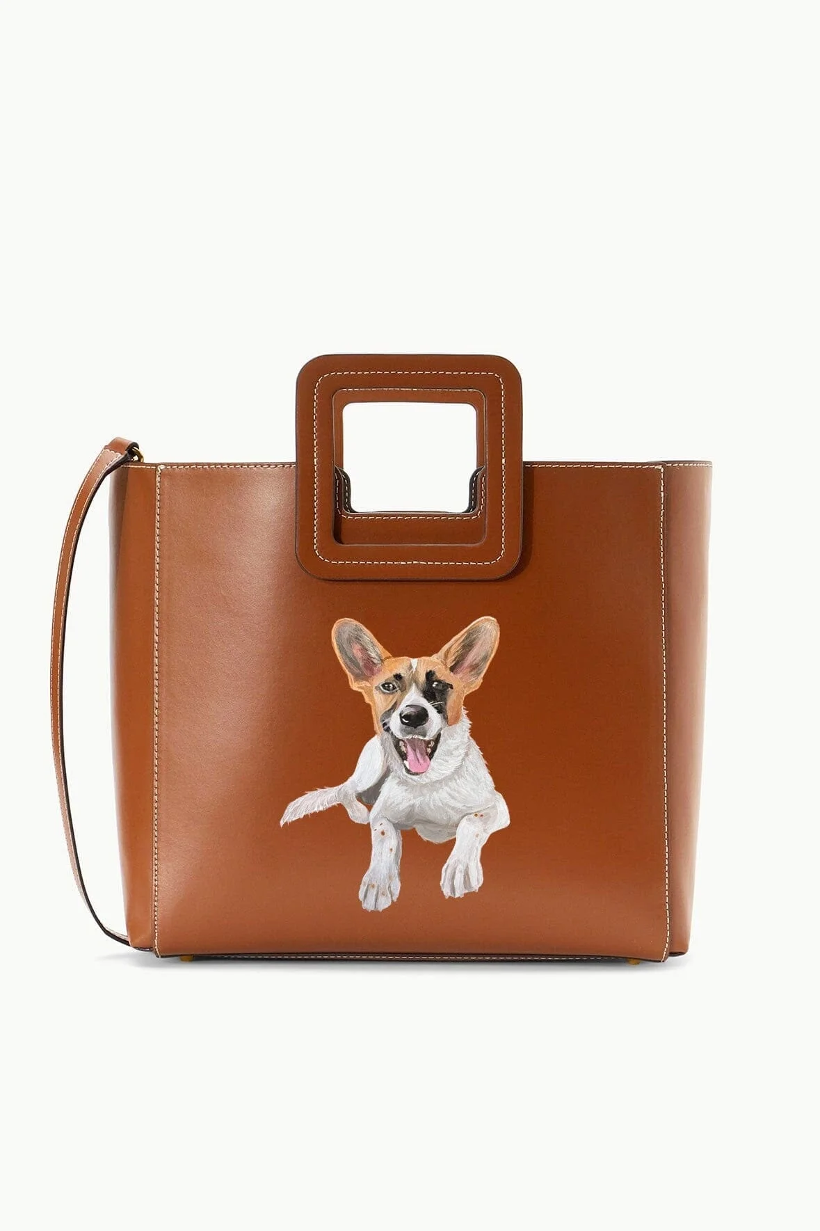 STAUD | CUSTOM SHIRLEY LEATHER BAG | SADDLE - 1