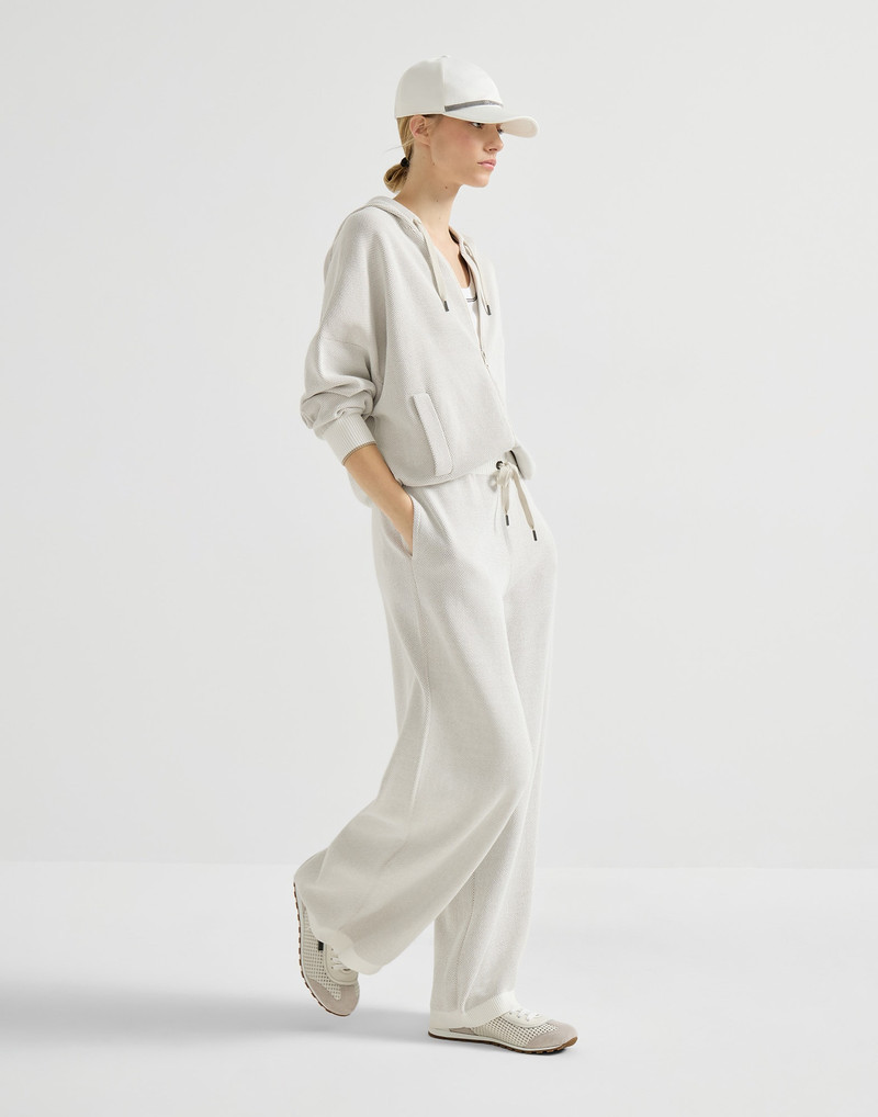 Cotton honeycomb stitch jacquard knit trousers 5