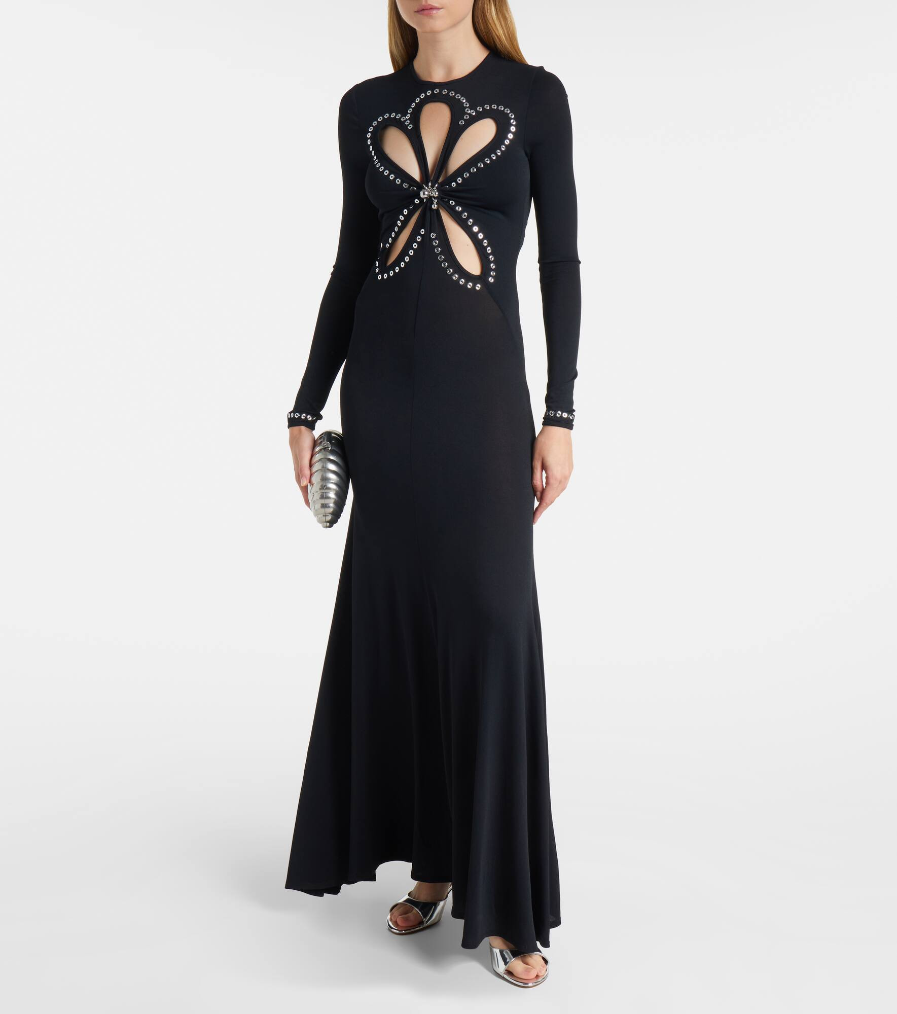 Cutout embellished jersey maxi dress - 2