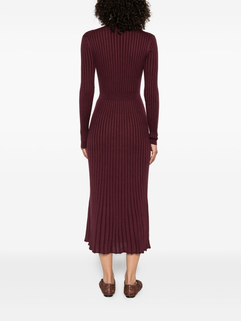 ribbed collared midi dress - 4