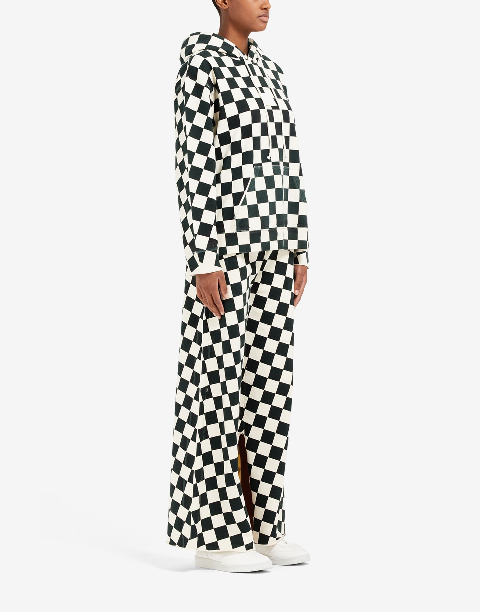 Check print wide-leg pants - 3