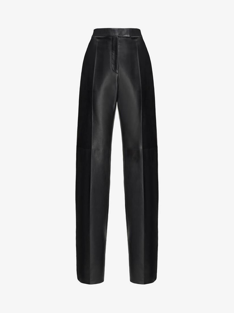 Alexander McQueen Women's Leather Trousers in Black outlook
