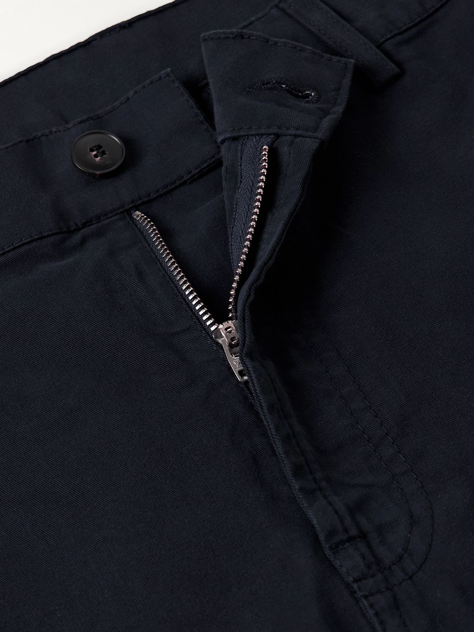 Slim-Fit Garment-Dyed Cotton-Blend Twill Trousers Blue - 6