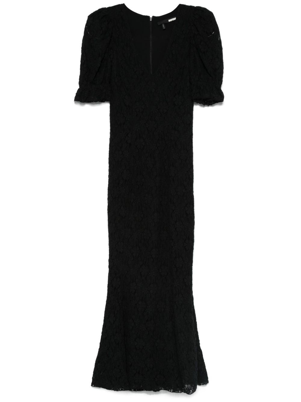 lace puff-sleeves maxi dress - 1