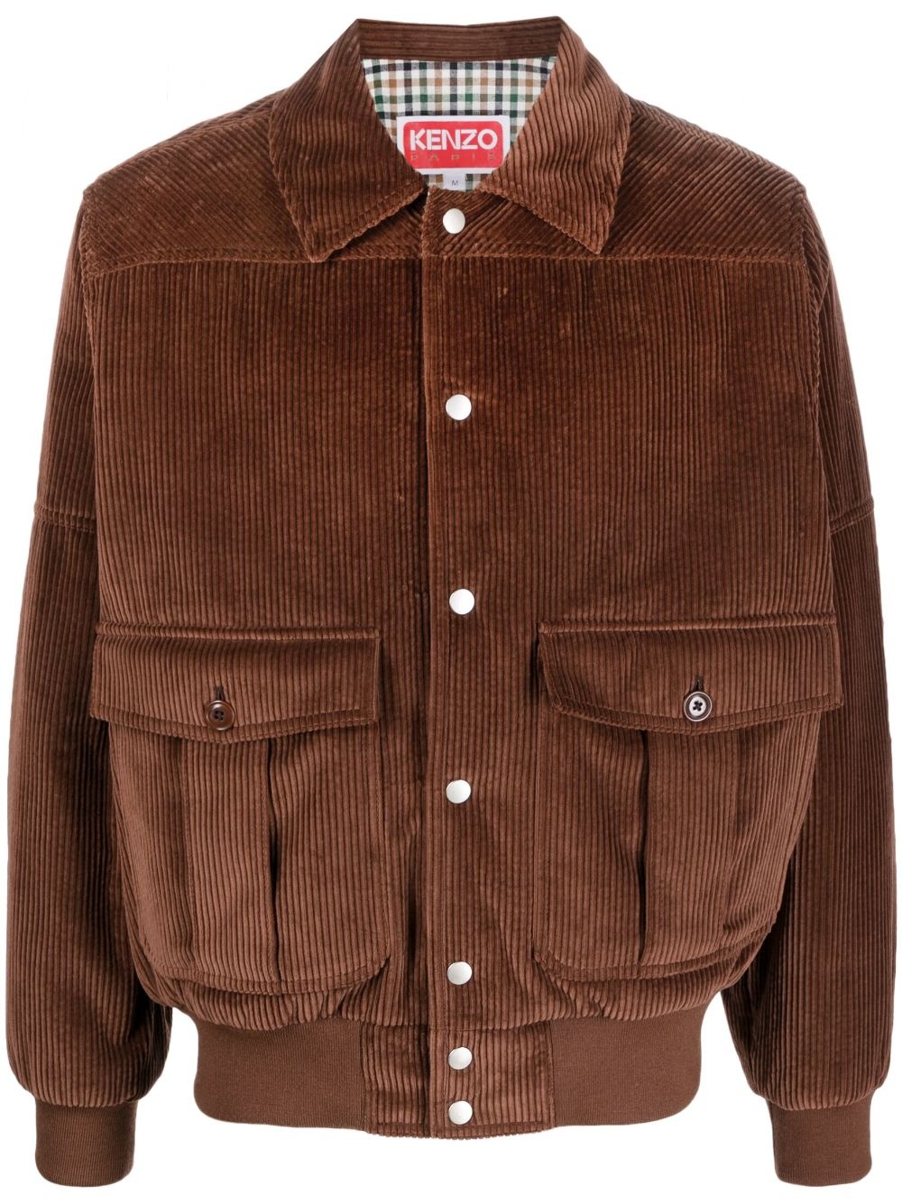 logo-patch corduroy jacket - 1