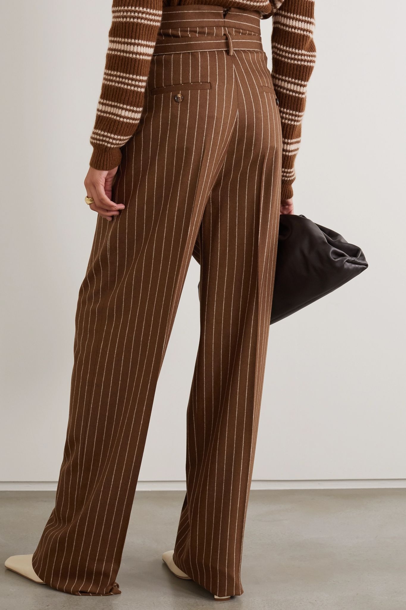 Lisotte belted pinstriped wool-blend wide-leg pants - 3