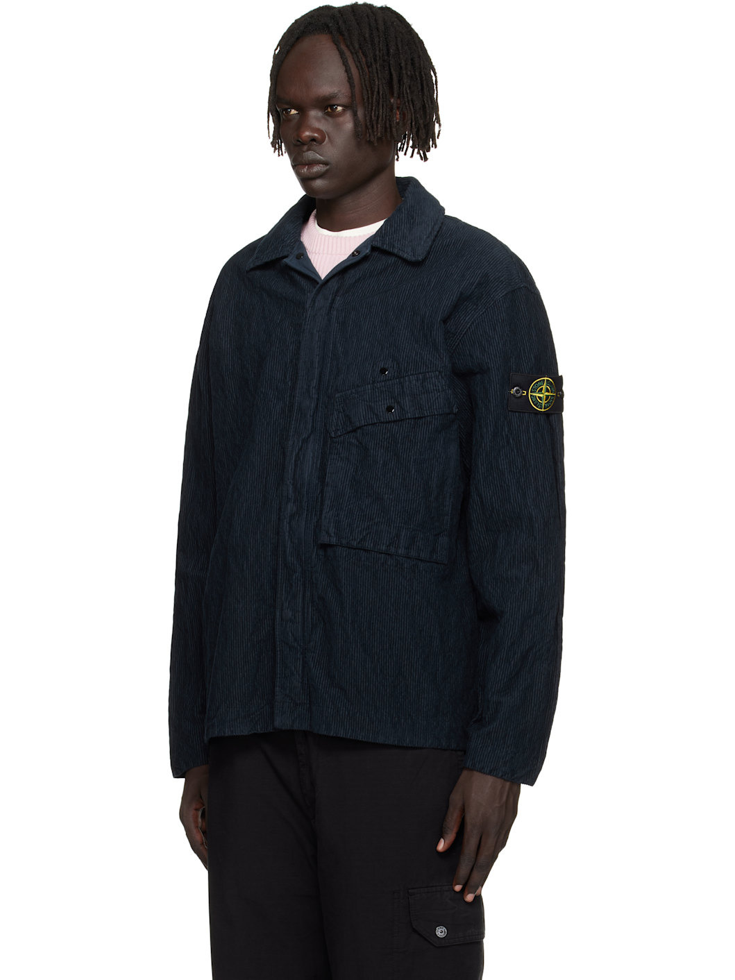 Navy 1200020  Wrinkled Corduroy 500-TC Overshirt - 4