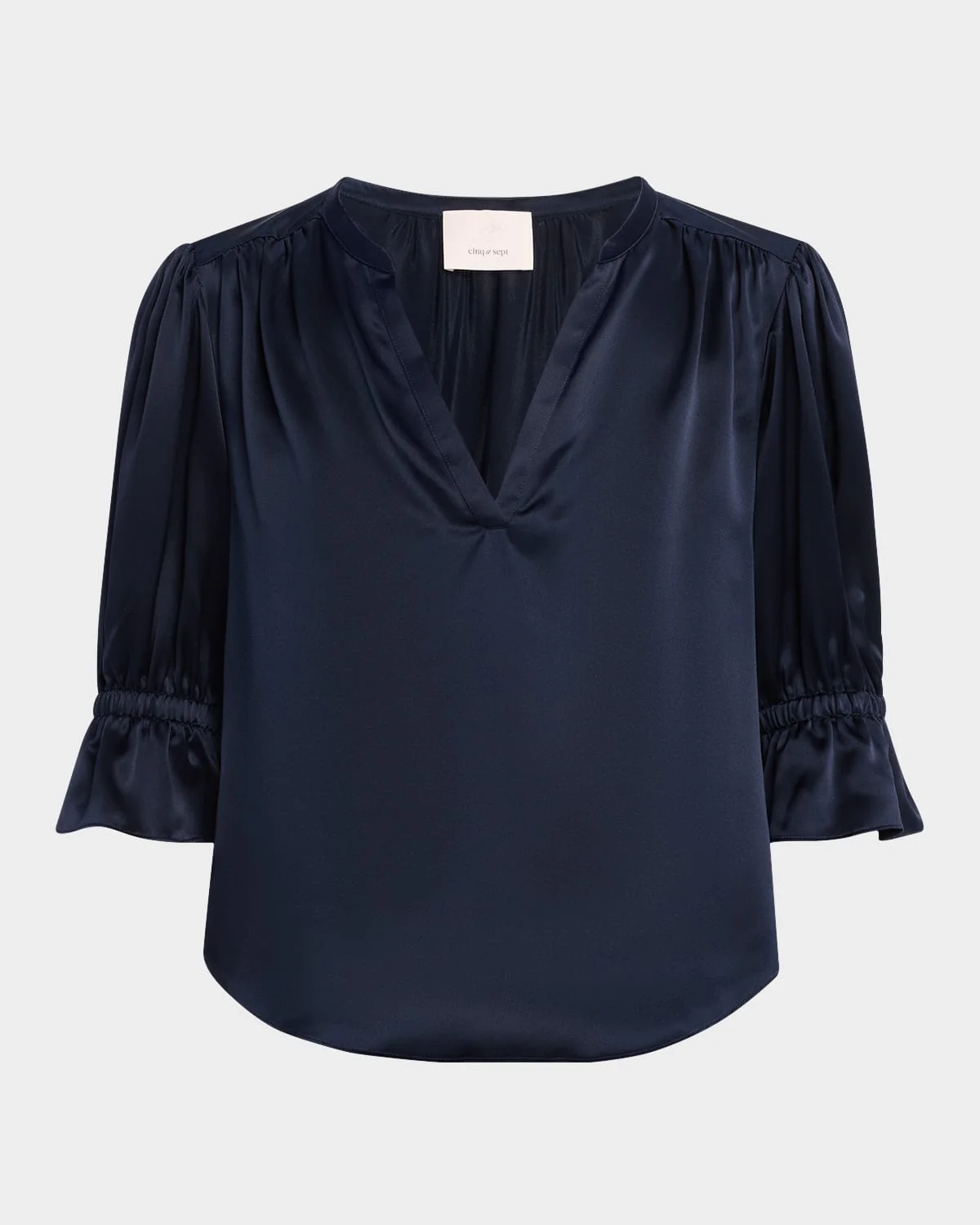 Fiona Silk Split-Neck Top - 1