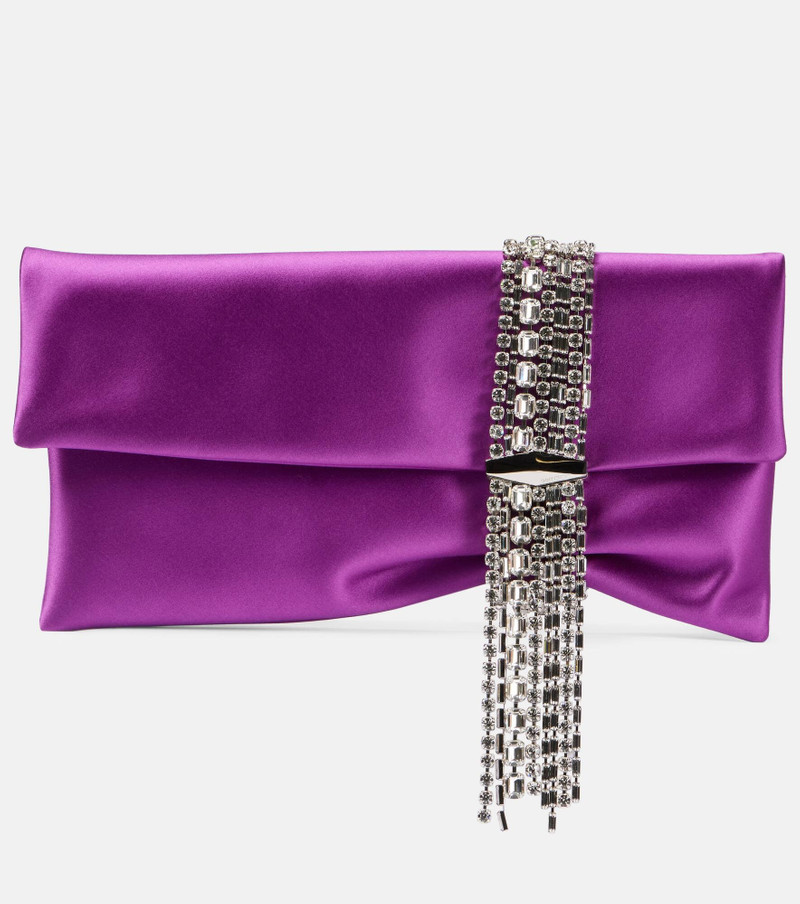 Zandra Small embellished satin clutch 1