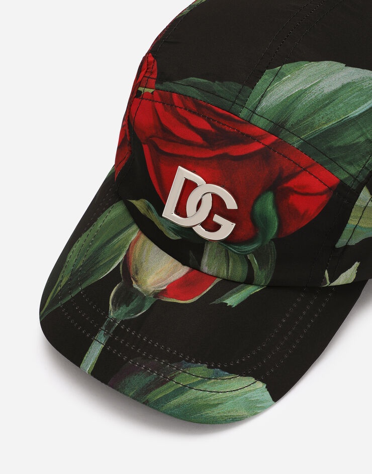 Nylon baseball cap with red rose print - 2