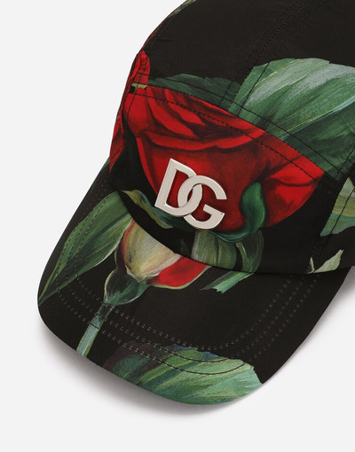 Dolce & Gabbana Nylon baseball cap with red rose print outlook