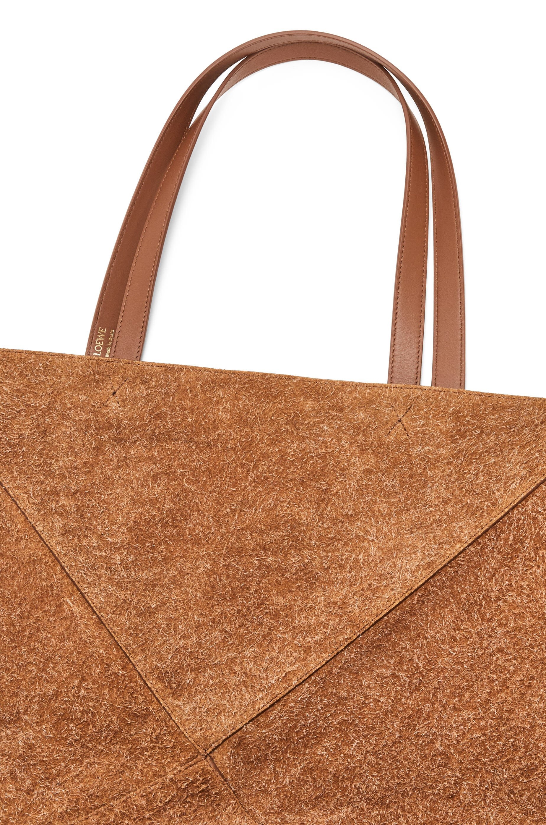 Large Puzzle Fold Tote in brushed suede