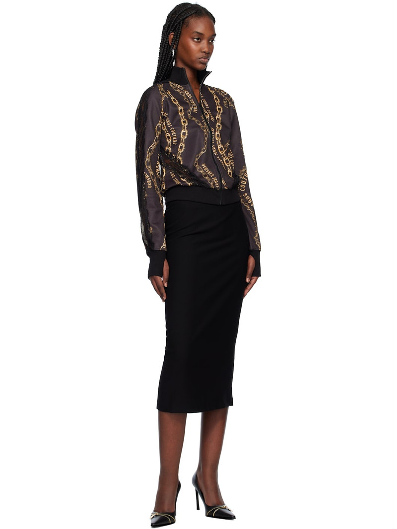VERSACE JEANS COUTURE Black & Gold Chain Couture Lace Zip Sweatshirt outlook