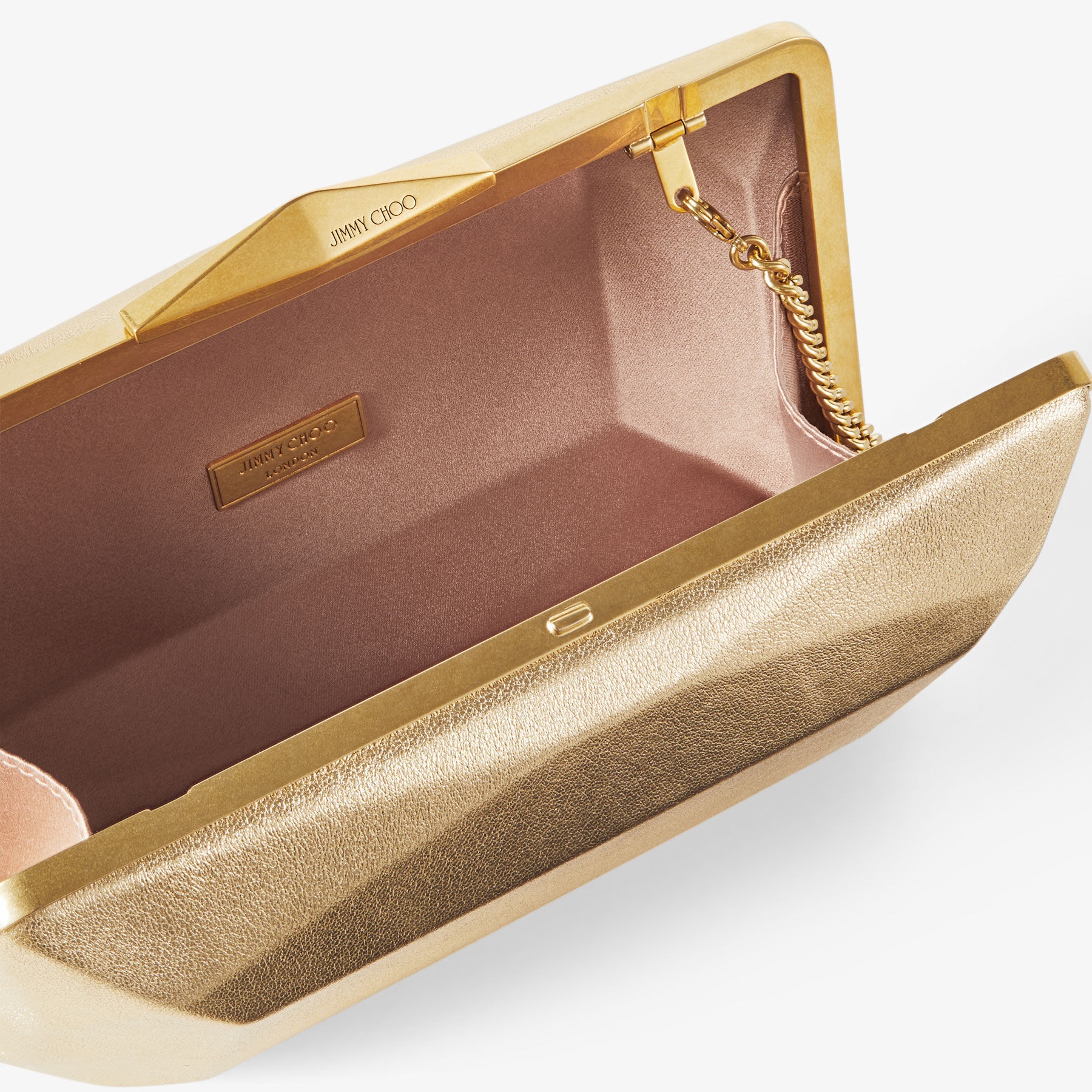 Diamond Box Clutch
Gold Metallic Nappa Leather Box Clutch Bag - 4