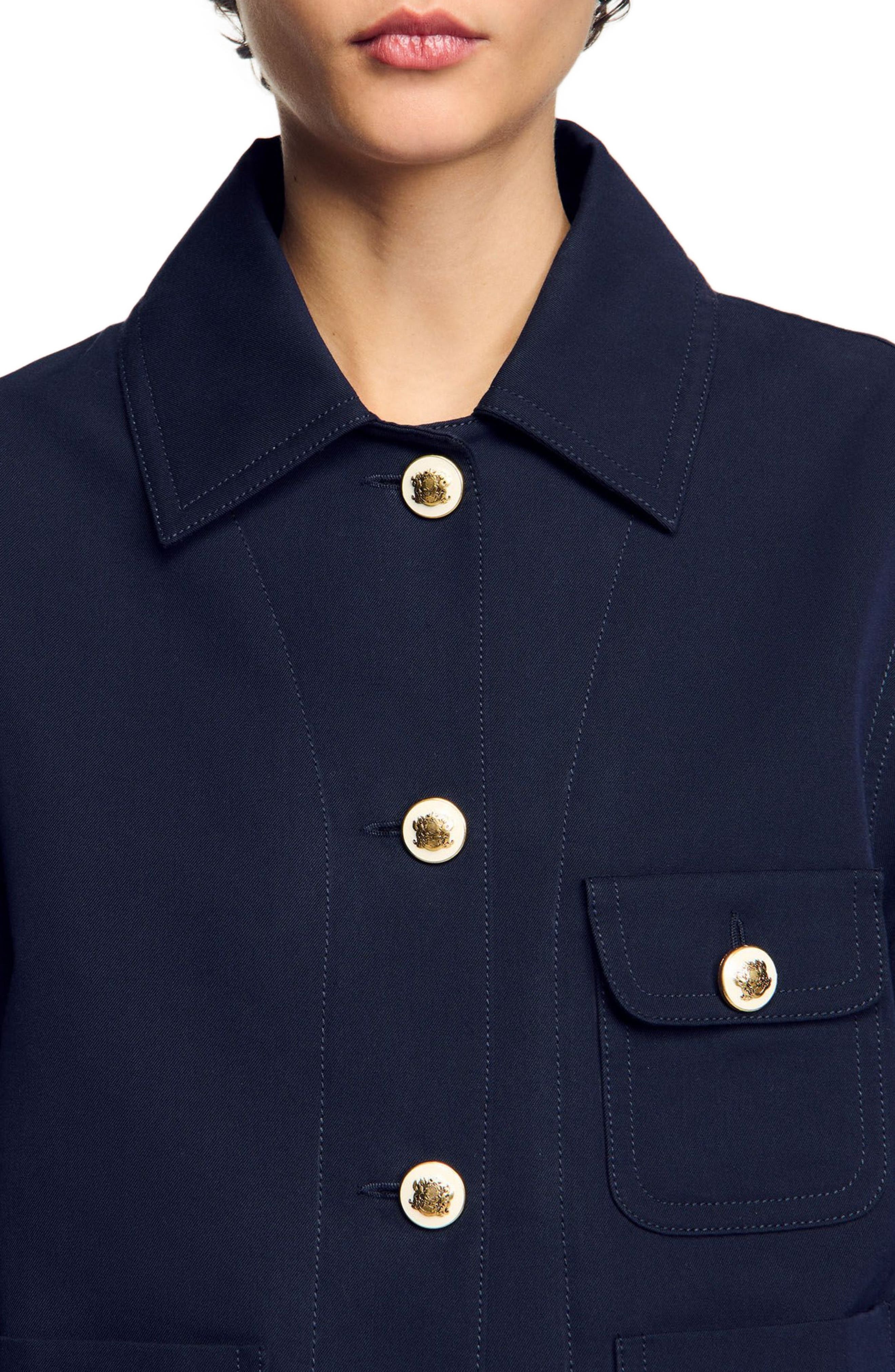 SANDRO Jacket with officer buttons in Navy Blue at Nordstrom - 4