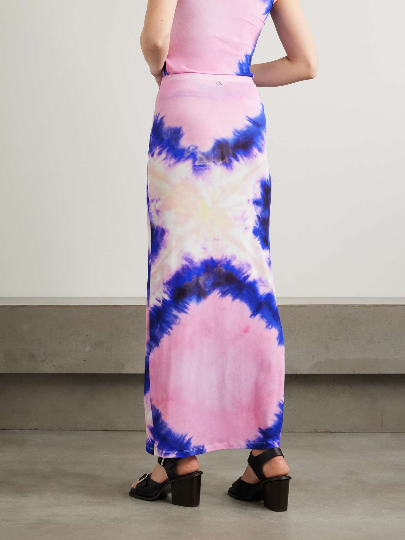 Tie-dyed stretch-crepe maxi skirt Pink - 3