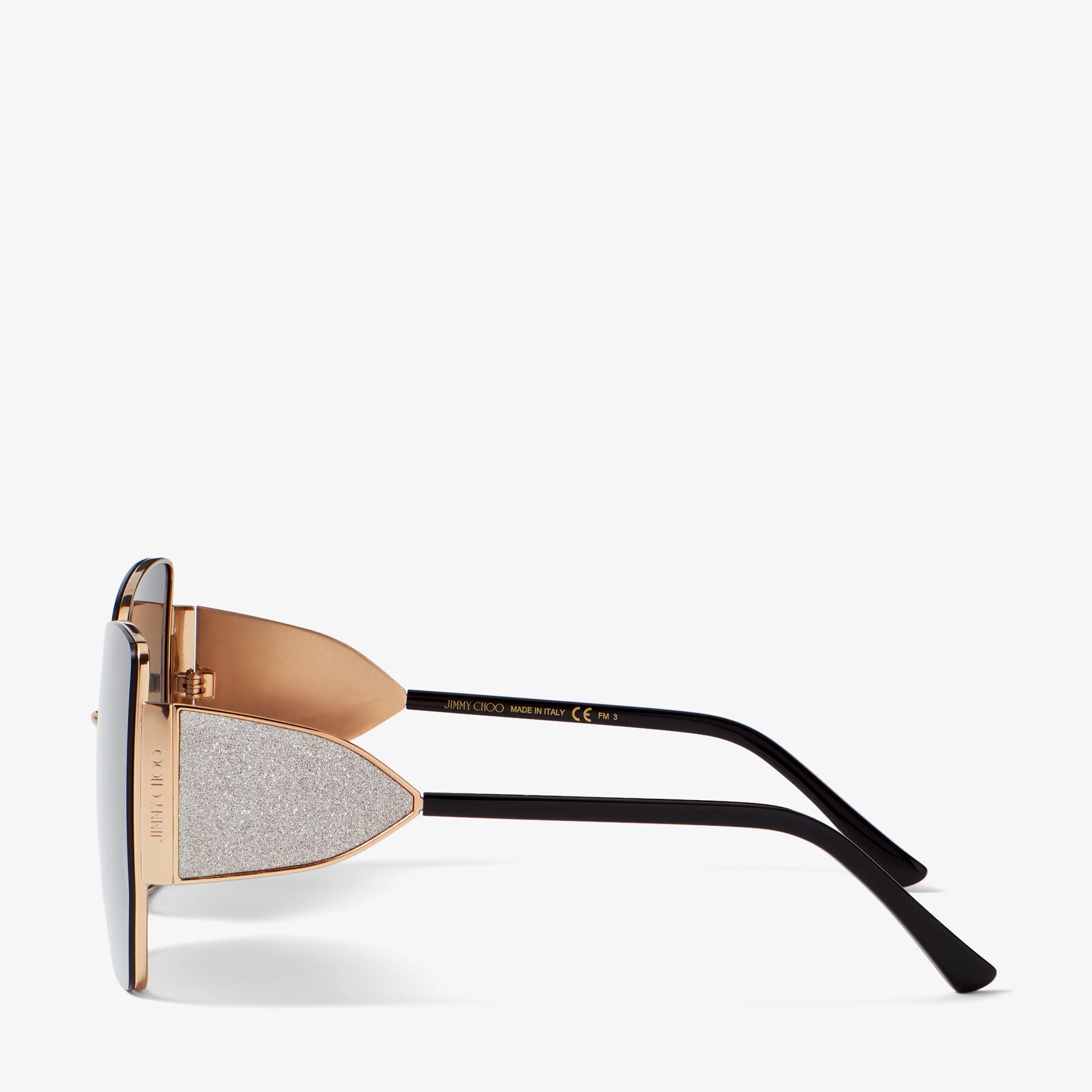 River
Rose Gold Oversized Sunglasses with Silver Glitter - 2
