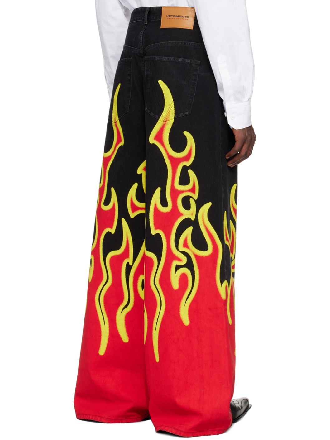 Black & Red Fire Big Shape Jeans - 3