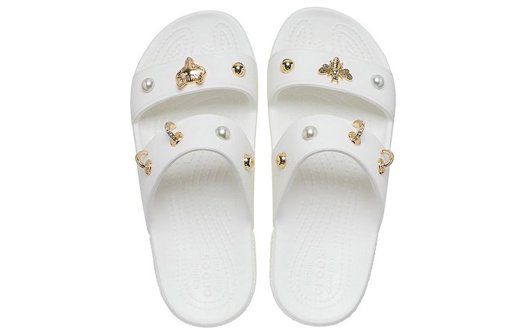 (WMNS) Crocs Soft Sole Cozy Outdoor Flat Heel Sports Slippers White 207387-103 - 6